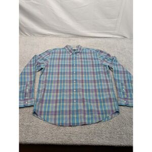 J Crew Plaid Shirt Mens XL Blue Purple Lilac Button Up Flannel Soft
